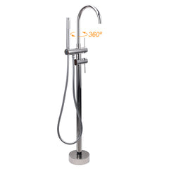 Polished Chrome Bathtub Filler Free Standing Mixer Faucet Tap Spout Handset WELS