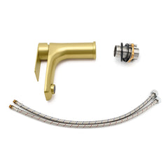 Brushed Gold Round Short Bathroom Vanity Laundry Chrome Basin Mixer Faucet Tap