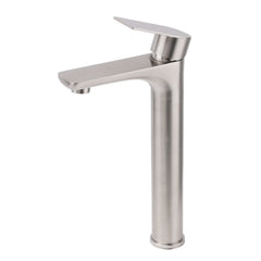 Brushed Nickel Rounded Edge Tall Basin Mixer Kitchen Vanity Faucet Tap Spout Set