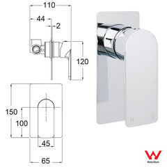 Chrome Square Lever Handle Shower Mixer Hot Cold Water Valve Watermark Standard