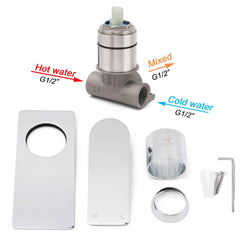 Chrome Square Lever Handle Shower Mixer Hot Cold Water Valve Watermark Standard