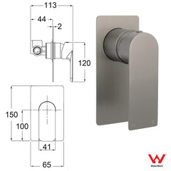 Gun Metal Rectangle Wall Shower Mixer Hot Cold Tap Set Ceramic Cartridge Valve