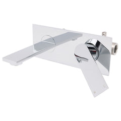 WELS 4.5L/m Chrome Square Wall Mounted Basin Mixer Laundry Faucet Tap Spout Set
