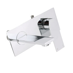 WELS 4.5L/m Chrome Square Wall Mounted Basin Mixer Laundry Faucet Tap Spout Set