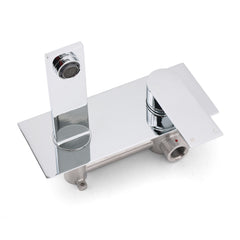 WELS 4.5L/m Chrome Square Wall Mounted Basin Mixer Laundry Faucet Tap Spout Set