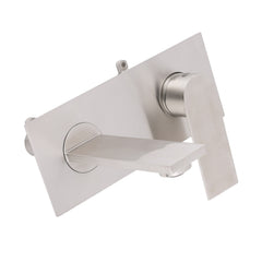 WELS Bruhsed Nickel Square Wall Concealed Basin Mixer Laundry Faucet Tap Spout