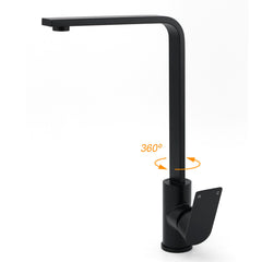 WELS Matte Black High Rise Gooseneck Kitchen Sink Laundry Mixer Faucet Tapware