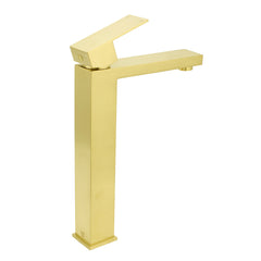 WELS 6L/m Brushed Gold Square Tall Basin Vessel Mixer Kitchen Laundry Faucet Tap