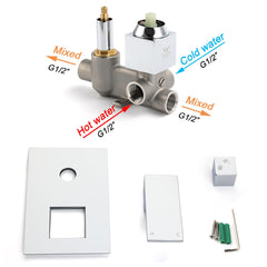 Bathroom Square Shower Mixer Diverter Tap Square Chrome For Spout Shower Head