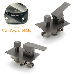 Gun Metal Square Stainless Steel Bath Shower Mixer 2 Way Switch Diverter Watermark