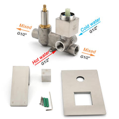 AU Standard 1/2 Inch Shower Mixer Diverter Brushed Nickel Square 2 Way Switch