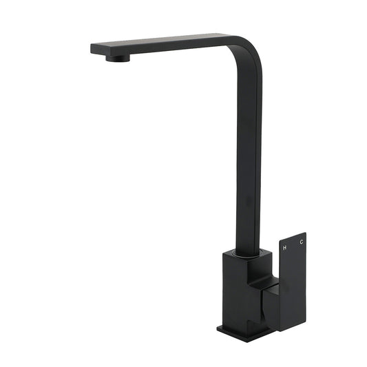 Matt Black Square Gooseneck 360 Swivel Laundry Sink Kitchen Mixer Faucet Tapware