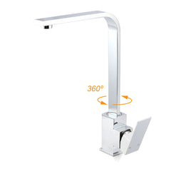WELS Chrome Square Gooseneck Spout Swivel Laundry Sink Kitchen Mixer Faucet Tap
