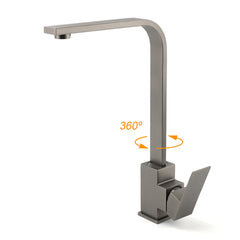 WELS Gun Metal Square Gooseneck Swivel Laundry Kitchen Mixer Faucet Sink Tap Set