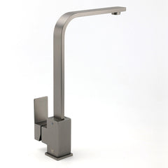 WELS Gun Metal Square Gooseneck Swivel Laundry Kitchen Mixer Faucet Sink Tap Set