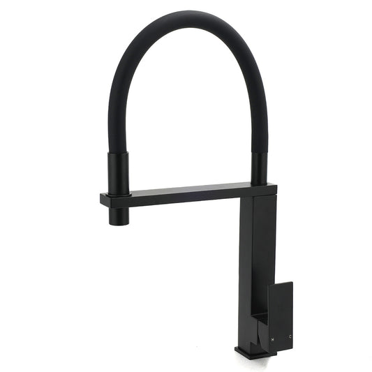 Matt Black Swivel Kitchen Sink Basin Mixer Swivel Faucet Tapware Pull Out Spout