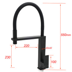 Matt Black Swivel Kitchen Sink Basin Mixer Swivel Faucet Tapware Pull Out Spout