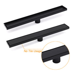 Matt Black 800mm Tile Insert Bathroom Floor Drain Shower Grate 50mm Outlet Waste