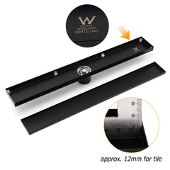 Matt Black 800mm Tile Insert Bathroom Floor Drain Shower Grate 50mm Outlet Waste