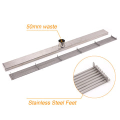 Silver 304 Stainless Steel 900mm Strip Fence Shower Grate Floor Drain 50mm Waste