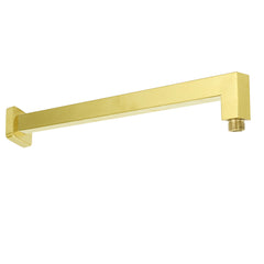 WELS Brushed Gold 10" Square Thin Rain Shower Head 400mm Straight Wall Arm Set