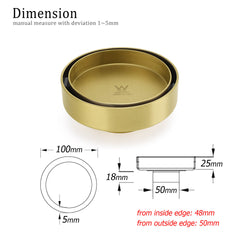 Brushed Gold Round 100mm Diamater Tile Insert Floor Drain Shower Grate 50mm Out