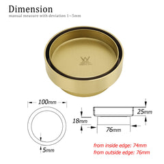 Brushed Gold 100mm In Diamater Tile Insert Floor Drain Shower Grate 75mm Outlet