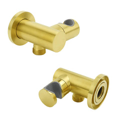 Brushed Gold Brass Handheld Shower Swivel Bracket Holder Water Inlet Elbow Connector Kit