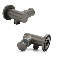 Gun Metal Grey Handheld Shower Head Swivel Bracket Holder Water Inlet Elbow Connector