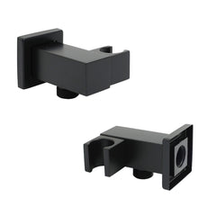 Matt Black Square Water Inlet Shower Head Bracket Adjustable Holder Wall Elbow Connector