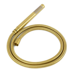 Brushed Gold Twin Shower Set 8" Round Head Single Mode Handheld Sliding Rail Arm + Wall Mixer
