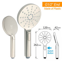 Brushed Nickel Dual Shower Set Sliding Rail Arm 8" Round Head Handheld Silver