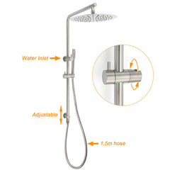 WELS Brushed Nickel 2in1 Shower Set Sliding Rail Arm Large 12" Round Head Handheld Mixer