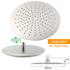 WELS Brushed Nickel 2in1 Shower Set Sliding Rail Arm Large 12" Round Head Handheld Mixer