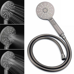WELS Gunmetal Round 10" Twin Shower Head 3 Modes Handheld Slide Rail Diverter Arm