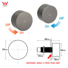 WELS Gun Metal Round 10" Twin Shower Head 3 Modes Handheld Slide Rail Hot Cold Taps Set