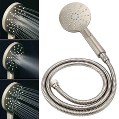 Brushed Nickel 2in1 Round 8" Stainless Steel Rain Head Shower Handheld Sliding Rail Arm Set