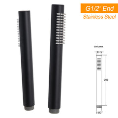 Matte Black Large 12" Round Shower Head Twin Set Stainless Steel Handheld Diverter Wall Rail Arm