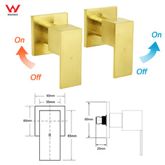 Brushed Gold Dual Square 8" Rain Shower Head 3 Mode Handheld Sliding Rail Arm Twin Taps Set