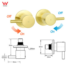 WELS Brushed Gold 8" Round Shower Head Stainless Steel Handheld Rose Sliding Rail Twin Taps Set