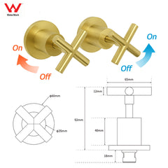Brushed Gold 12" Large Shower Head One Spray Mode Handheld Rose Sliding Rail Arm Round Mixer Set