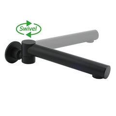 Matt Black Round Basin Wall Mounted Spout Faucet Outlet 180° Swivel Tap Watermark