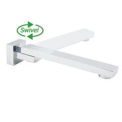 Chrome Square Stainless Steel Shower Bathtub Water Spout Faucet Outlet Tap 180° Swivel Set