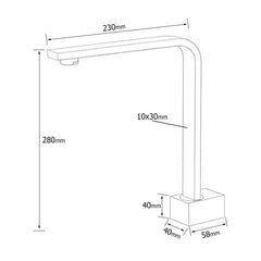 Black Gooseneck Arm High Rise Wall Mounted Bathtub Square Spout Water Outlet
