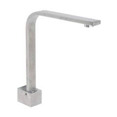Brushed Nickel Square Spout Gooseneck Arm High Rise Bathtub Filler Water Outlet