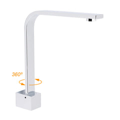 Square Chrome Gooseneck Arm Wall Mounted Swivel Bathtub Spout Faucet Outlet Set