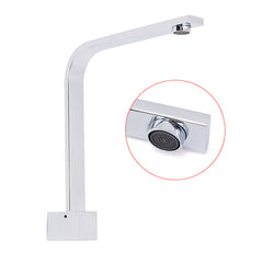 Square Chrome Gooseneck Arm Wall Mounted Swivel Bathtub Spout Faucet Outlet Set