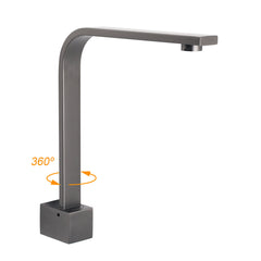Gun Metal Square Bathroom Swivel Spout Gooseneck Arm Bathtub Filler Tap Outlet