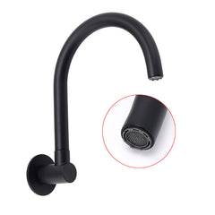 Matt Black Round Gooseneck Arm Faucet Outlet Wall Mounted Bath Tub Filler Spout