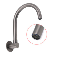 Gun Metal Bathroom Tub Filler Round Gooseneck Arm Faucet Water Outlet Wall Spout